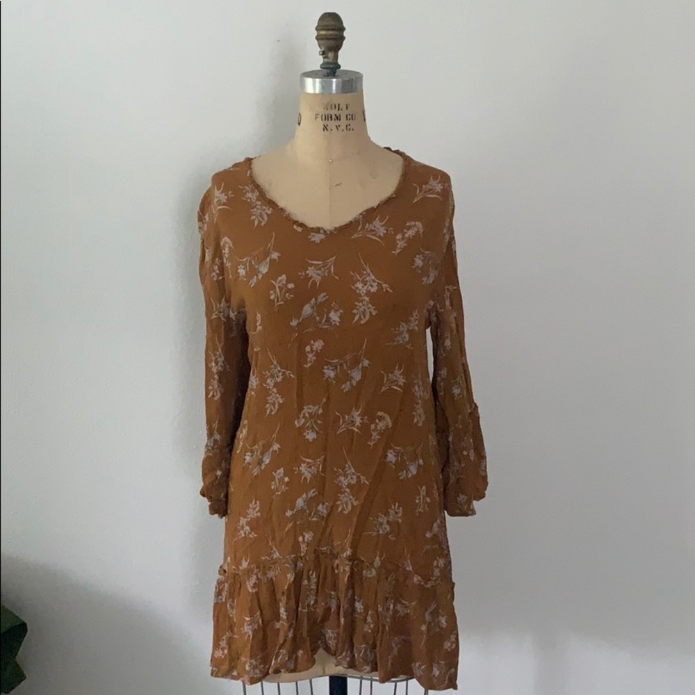 Mustard yellow floral dress